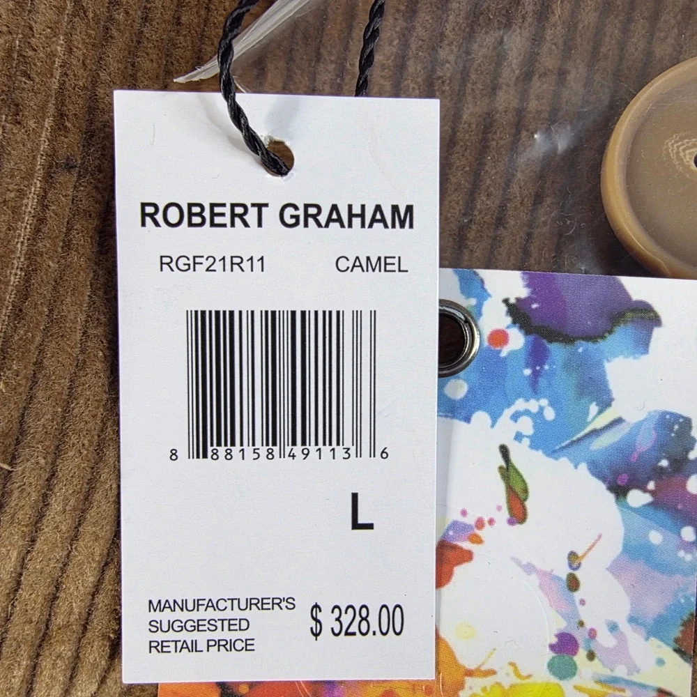 NWT Robert Graham Men's Camel Corduroy Sherpa Lined Jacket Size‎ L Barn Coat